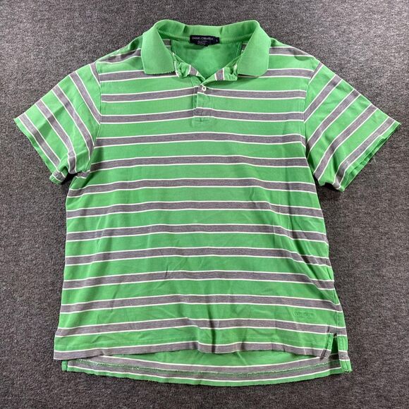 Vintage Preppy Classic Y2K Mens Green Gray White Triple Stripe Polo Shirt Size L - Picture 1 of 5